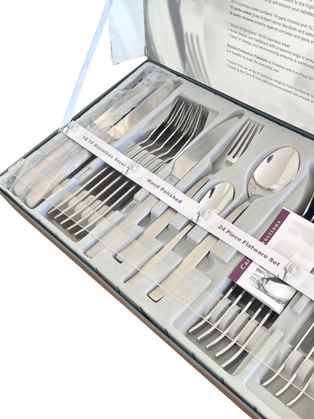 Stylish Collection 18/10 Stainless Steel Flatware Set - 24 pieces - Sets 6 - NE